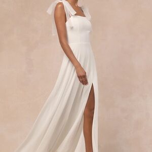 White Bridal Tie-Strap Maxi Dress